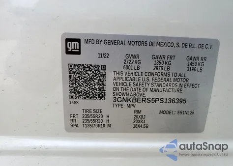 2023 Chevrolet Blazer Rs z USA, uszkodzony, nr VIN 3GNKBERS5PS136395